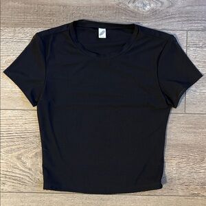 Parade Black Short Sleeve Mesh Cropped Baby Tee Double Lined T-shirt